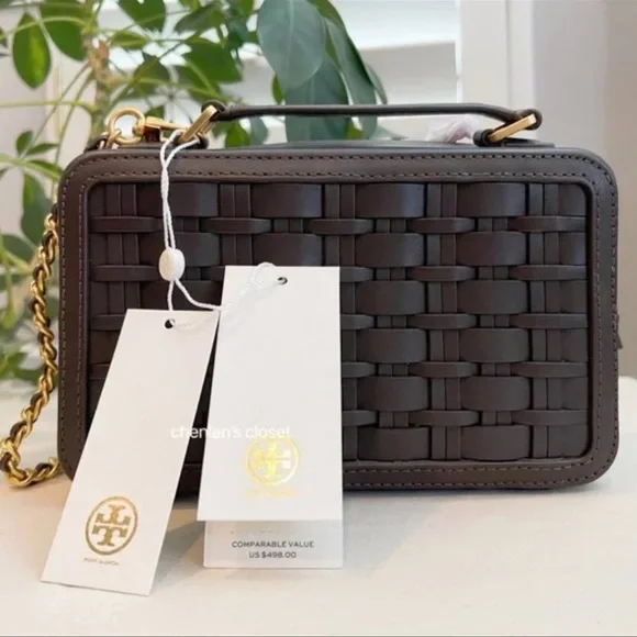 🔥 NeW! $498 Tory Burch Britten Woven Small Top handle Case - Picture 7 of 12
